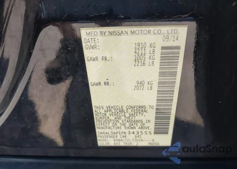 2015 Nissan Altima 2.5 Sl из США, поврежденный, VIN 1N4AL3AP1FN343555